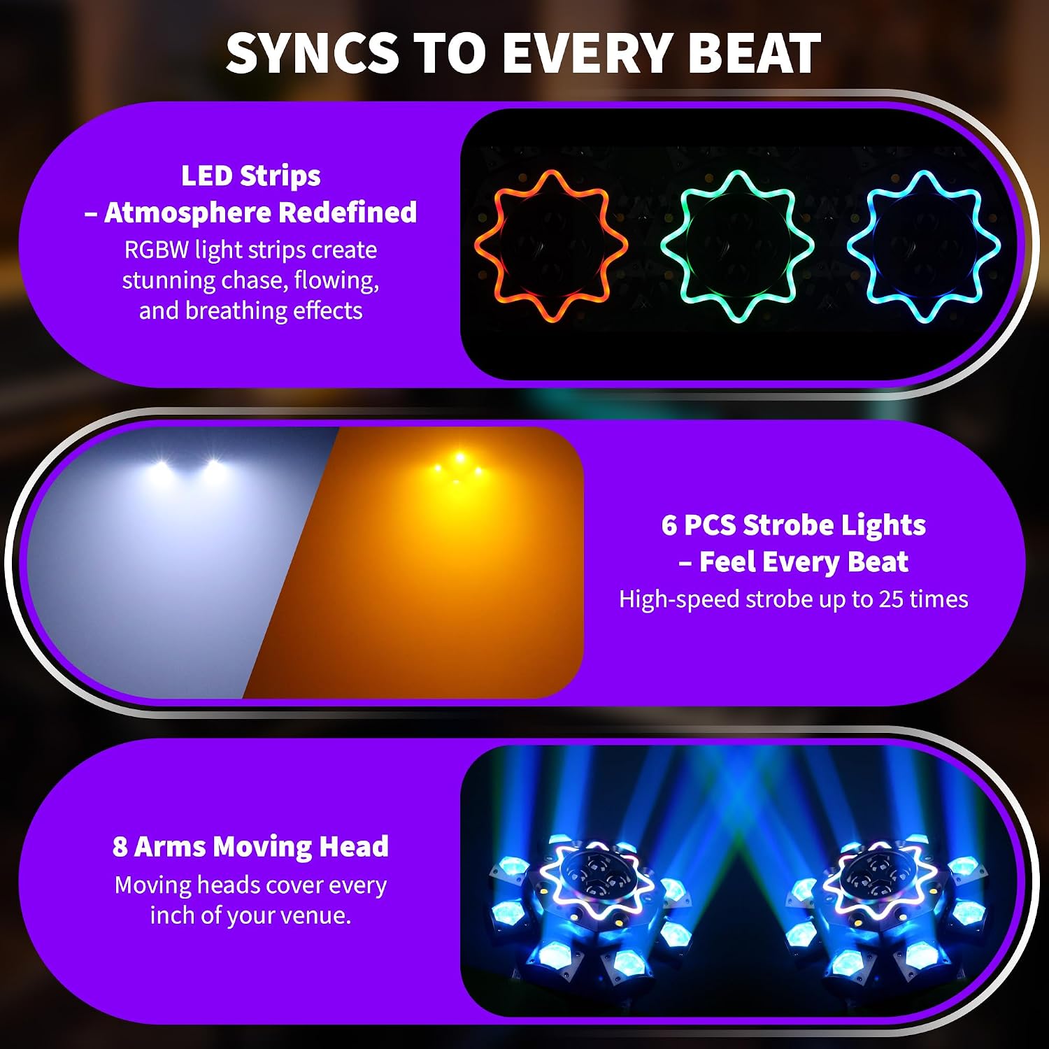 200W Disco Party Lights 8 Arm  - Audio Music Dj 评论和价格